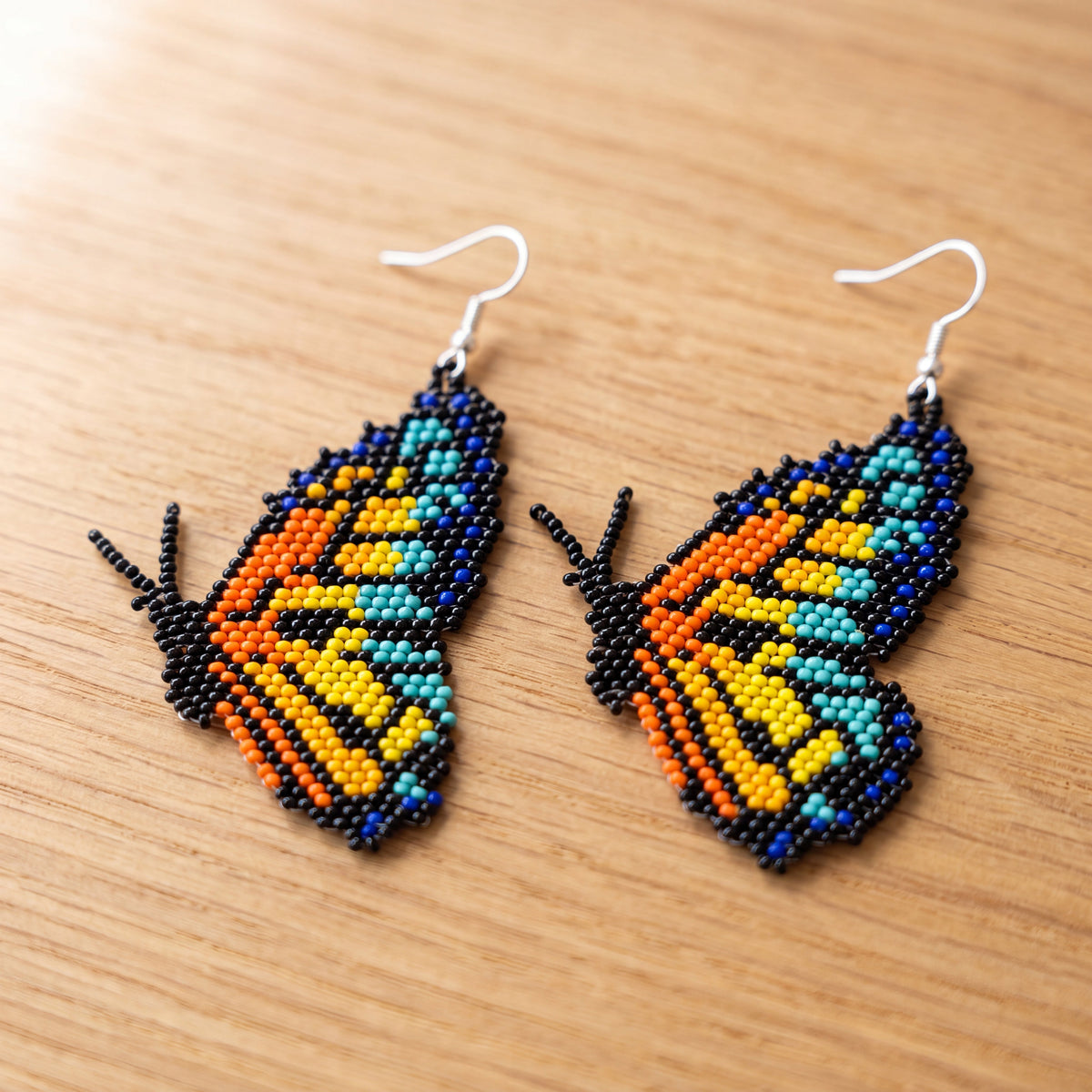 Turquoise Butterfly Wing Beaded Earrings